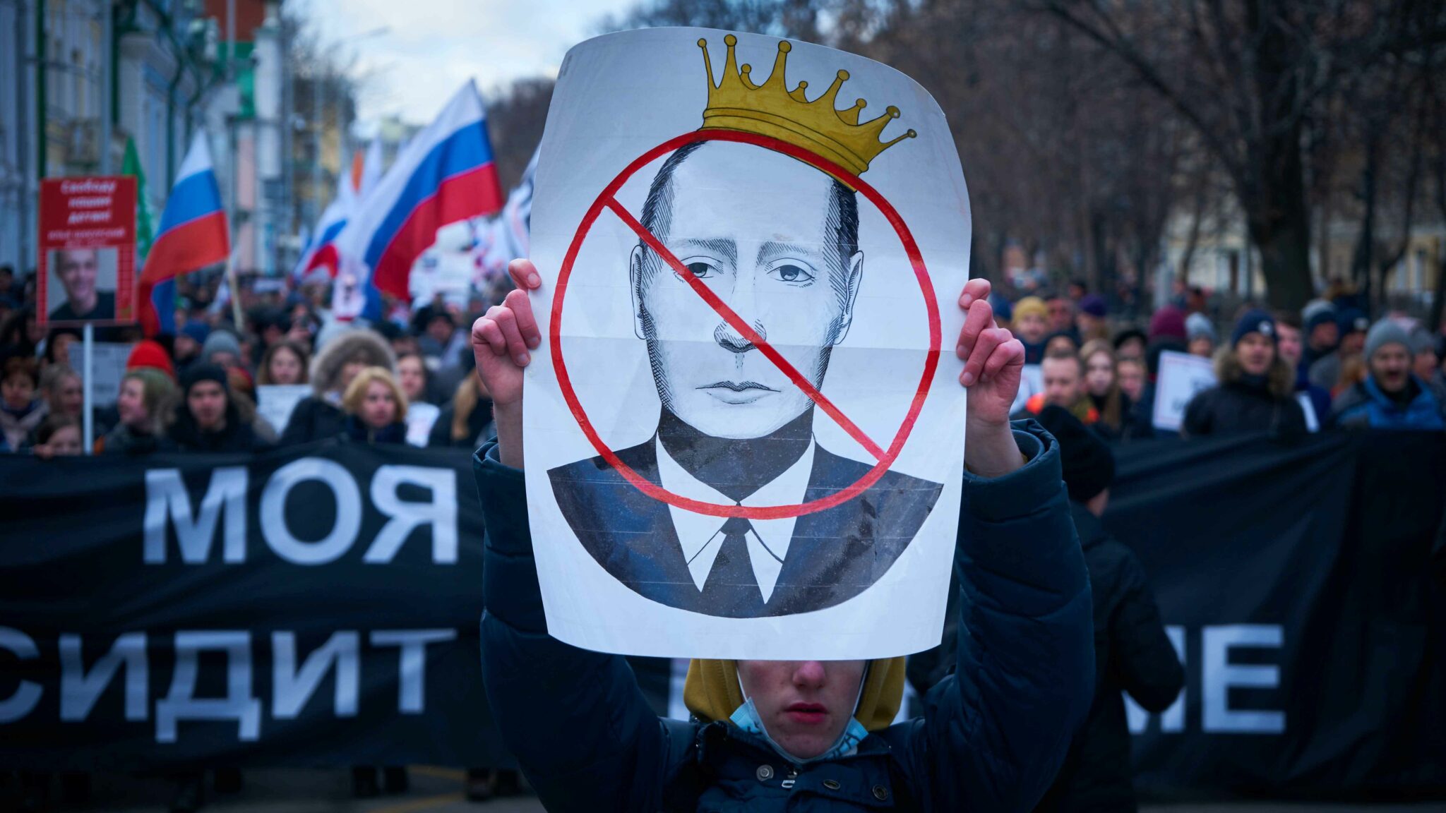 photo taken during a february 2020 protest in moscow ...