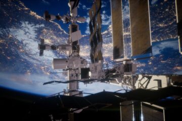 Earth and outer space station iss
