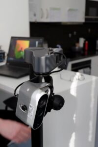 The intelligent robot uses a three-dimensional camera to map its surroundings. Image credit: Technical University of Munich.